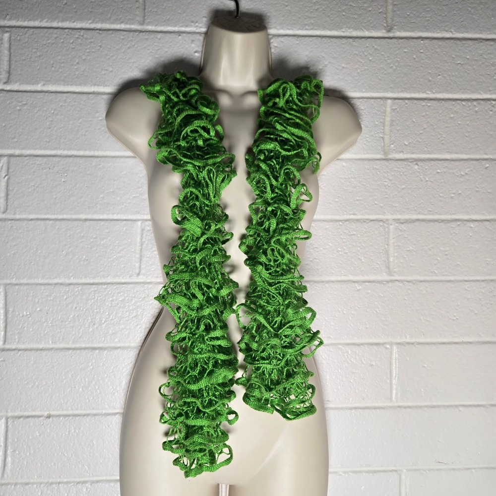 Forest Fairy Goblincore‎ Ruffle Crochet Knit Scarf Yarn 64in Boho Indie Sleeze